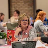 people talking at luncheon tables photo 4